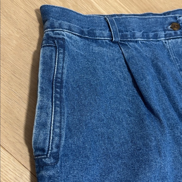 Vintage (18) TANJAY Petites Denim Midi Skirt Buttons Cotton Pockets Dark Wash - Picture 4 of 11